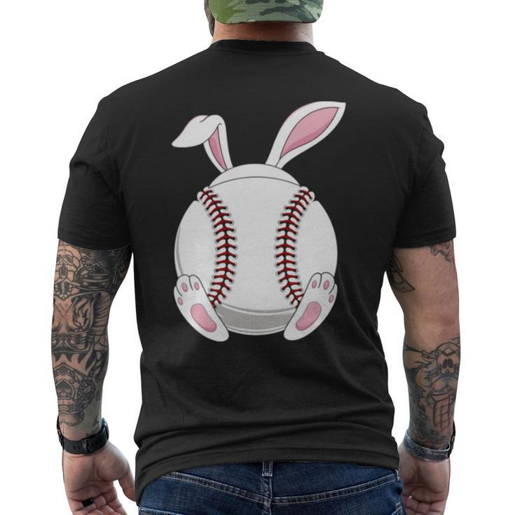 Simple Easter Baseball Cute Bunny Happy Easter Ball Men's Back Print T-shirt