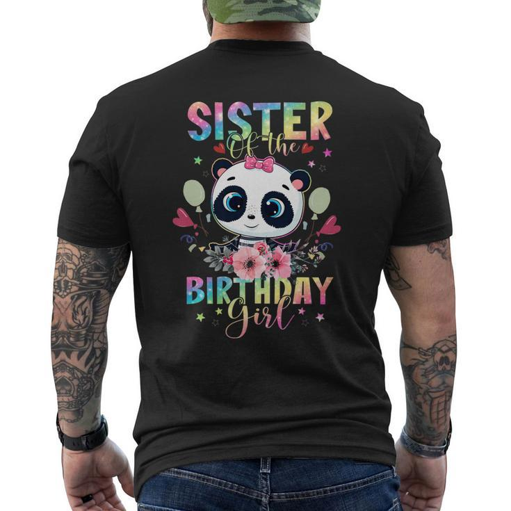 Sister Of The Birthday Girl Panda Bear Floral Pandastic Bday Men's Back Print T-shirt