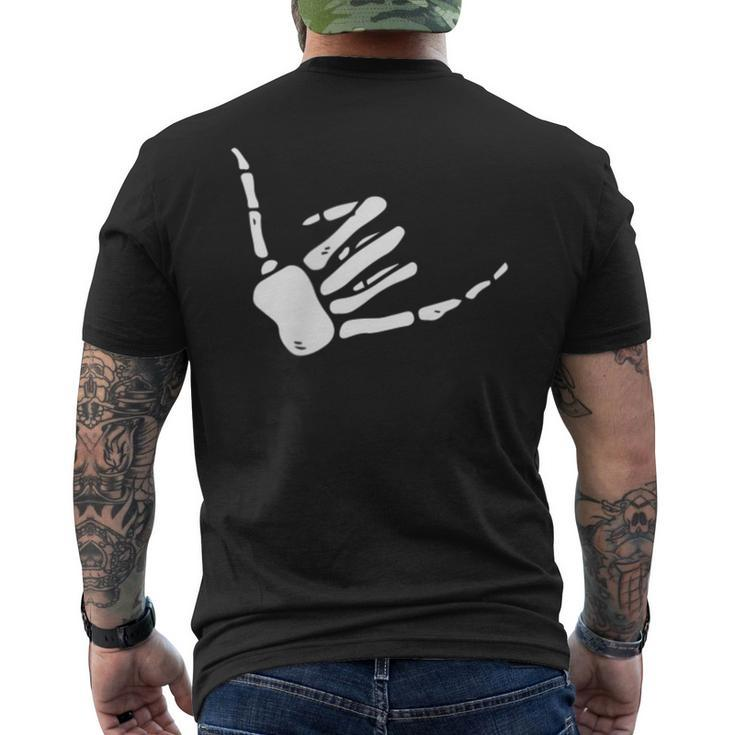 Skeleton Hand Shaka Sign Hang Loose Bones Men's Back Print T-shirt