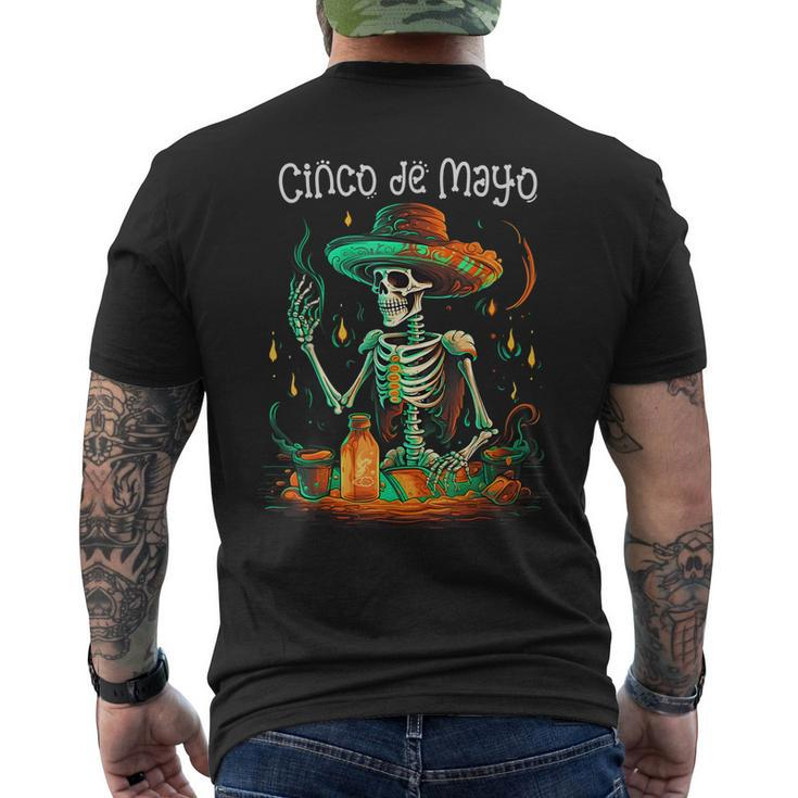 Skeleton Mexican Dia De Los Muertos Cinco De Mayo Men's Back Print T-shirt