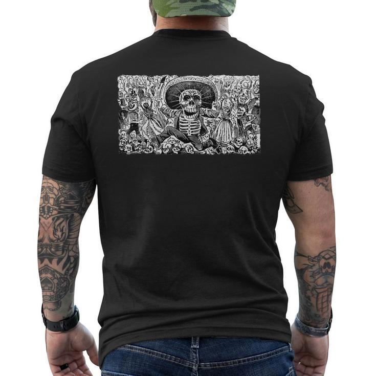 Skeleton Sombrero Mexico Day Of The Dead Dia De Los Muertos Men's Back Print T-shirt