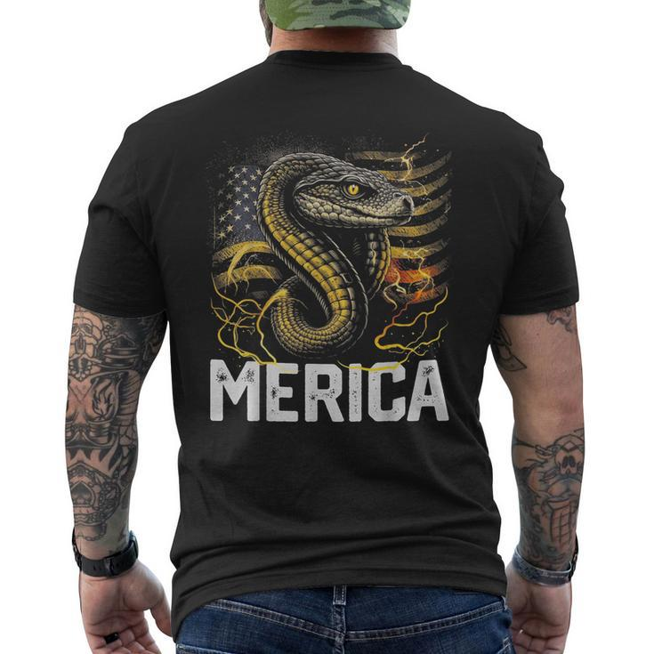Snake Reptile 4Th Of July American Flag Usa Merica Men's Back Print T-shirt
