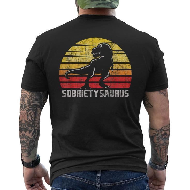 Sobrietysaurus - Sober Sobriety Anniversary Recovery Aa Na Men's Back Print T-shirt