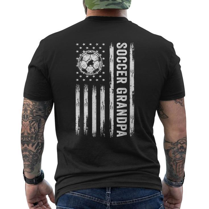 Soccer Grandpa American Flag Proud Grandpa Fathers Day Mens Men's Back Print T-shirt