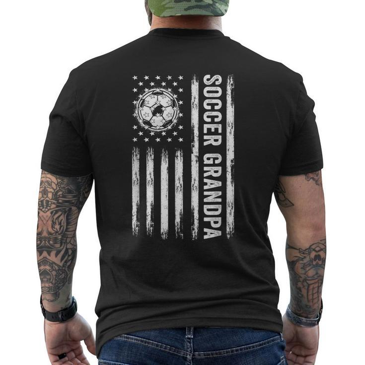 Soccer Grandpa American Flag Proud Grandpa Fathers Day Men's T-shirt Back Print