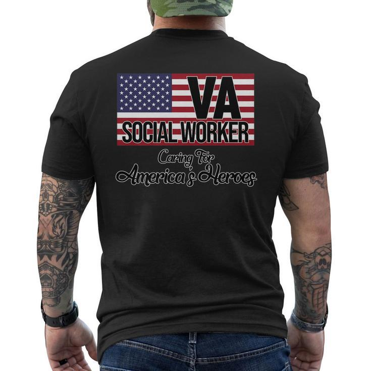 Social Worker Va Usa Flag Social Work Month Graphic Men's Back Print T-shirt