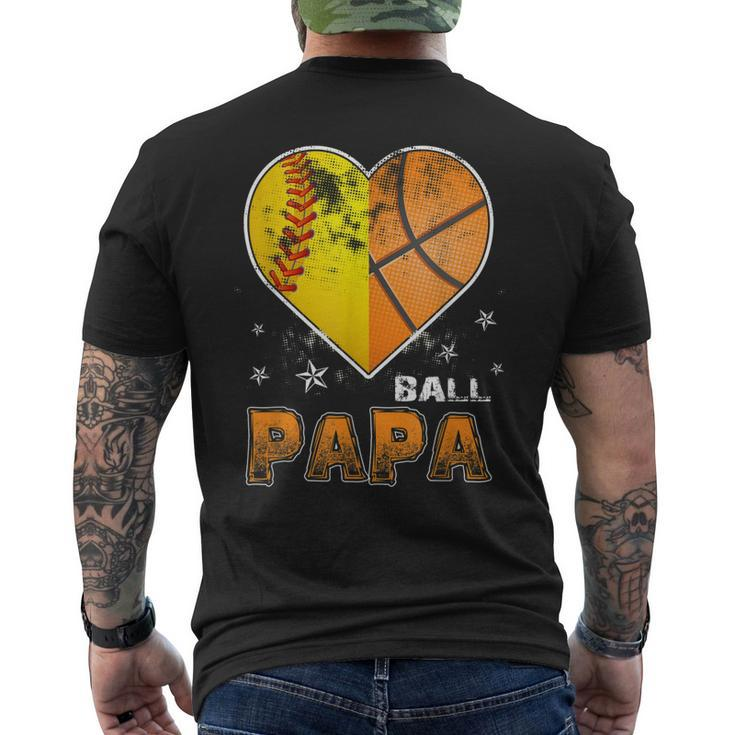 Softball Basketball Papa Grandpa Cool Distressed Gift For Mens Mens Back Print T-shirt