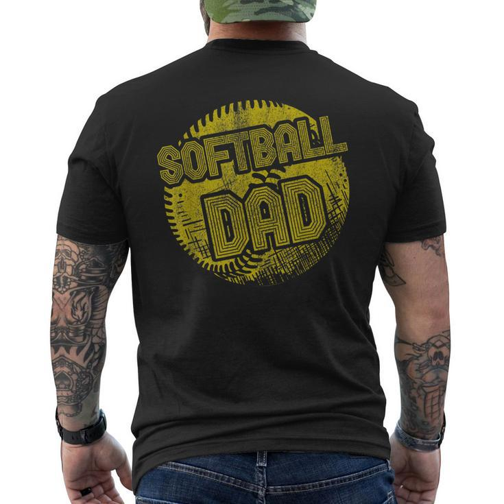 Softball Dad Coach Player Father Daddy Fathers Day  Men's Back Print T-shirt