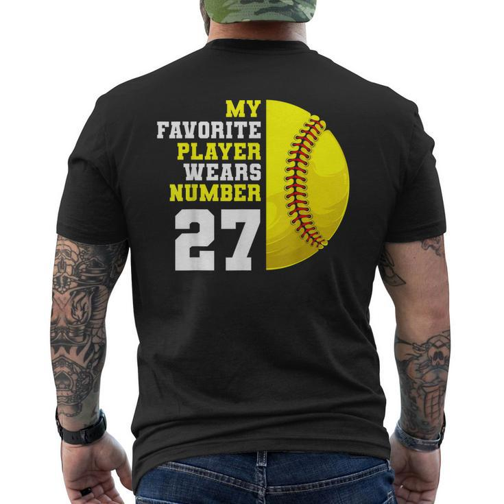 Softball Mom Dad My Favorite Player Wears Number 27 Men's Back Print T-shirt