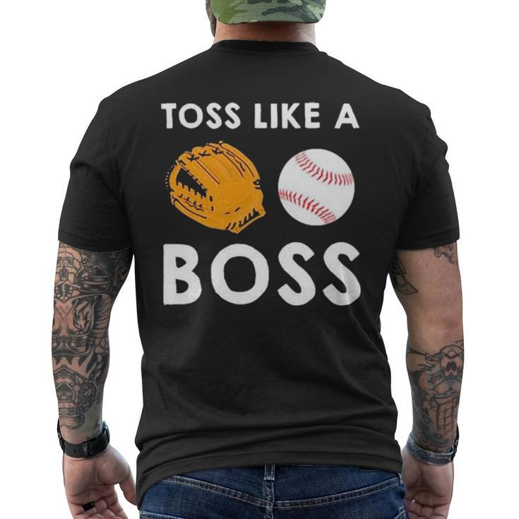 Softball Toss Like A Boss Sports Pitcher Team Ball Glove Cool Men's Back Print T-shirt