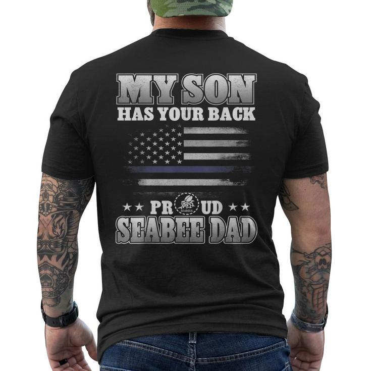 My Son Has Your Back Proud Seabee Dad Military Men's Back Print T-shirt
