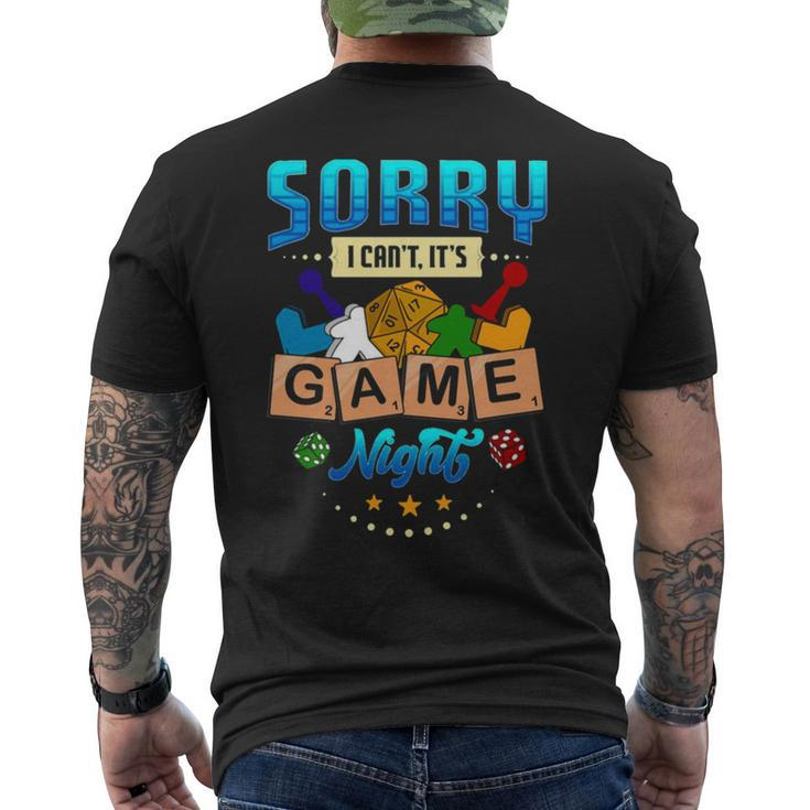 Sorry I Can’T It’S Game Night Boardgame Men's Back Print T-shirt