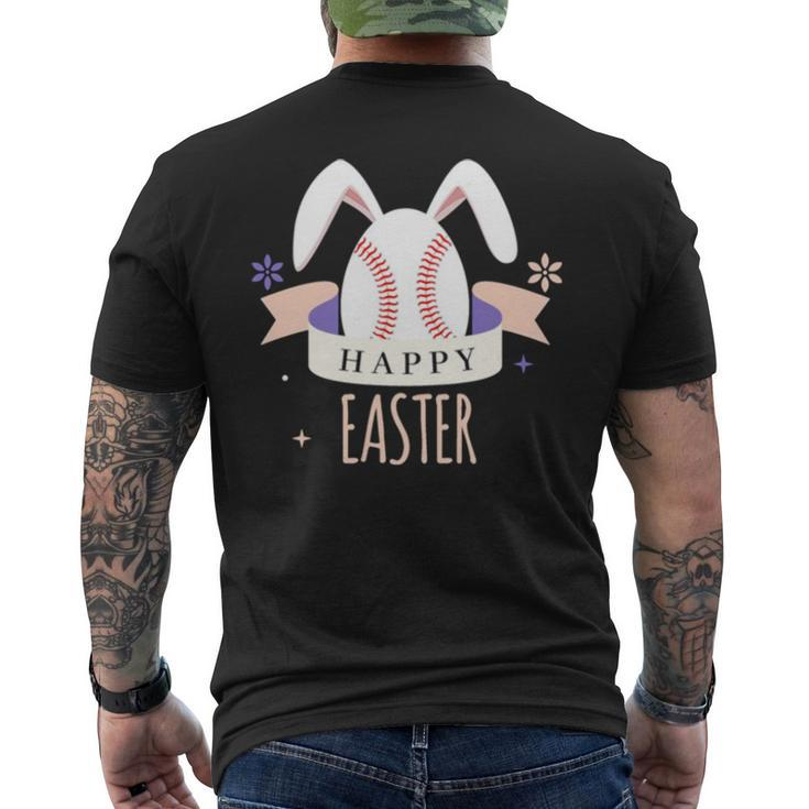Sport Bunny Baseball Easter Day Egg Rabbit Baseball Ears Funny Men's Crewneck Short Sleeve Back Print T-shirt