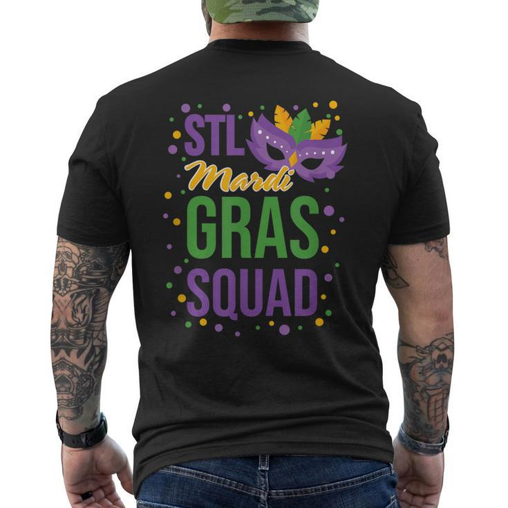 St Louis Soulard Mardi Gras Squad Matching Mardi Gras Men's Back Print T-shirt