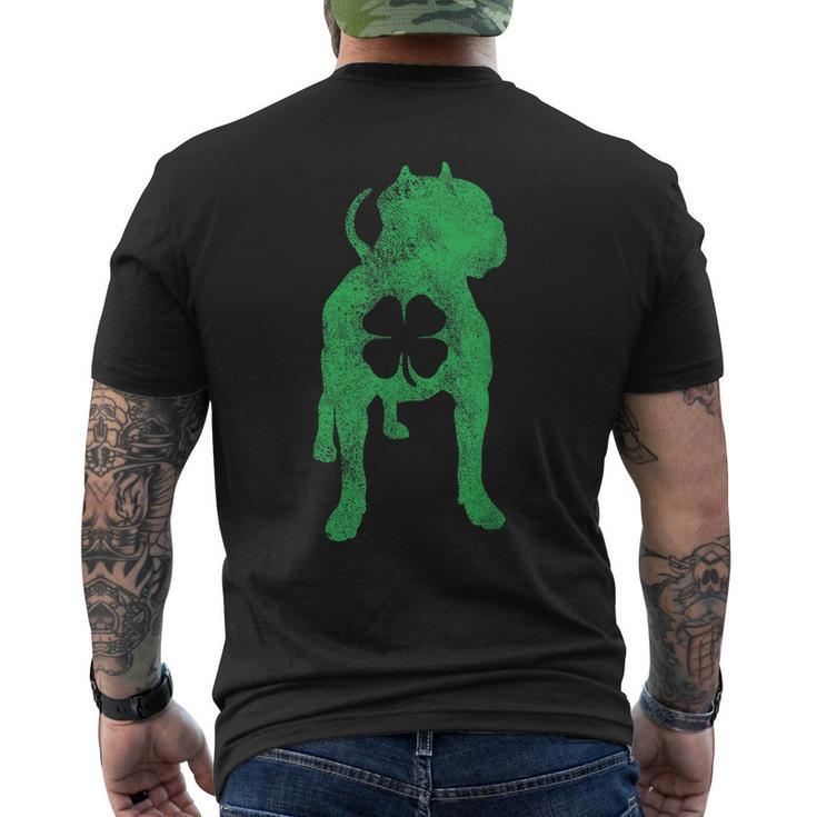 St Patricks Day Dog Pit Bull Shamrock Clover Irish Men's T-shirt Back Print