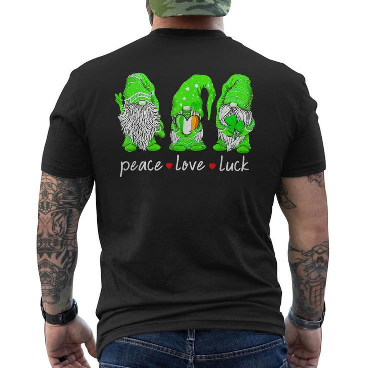St Patricks Day Gnome Peace Love Luck Heart Shamrock Men's T-shirt Back Print
