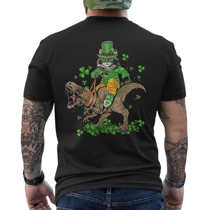 St Patricks Day Irish Cat RidingRex Shamrock Men's T-shirt Back Print