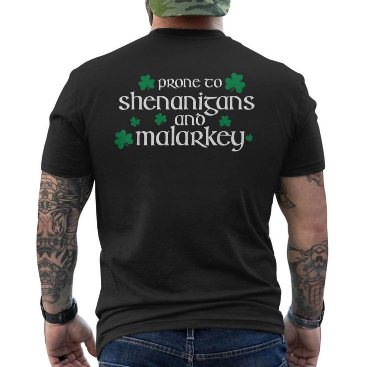 St Patricks Day Prone To Shenanigans And Malarkey Men's T-shirt Back Print