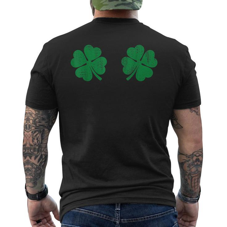 St Patricks Day Saint Paddys Distressed Irish Shamrock Boobs V2 Men's Back Print T-shirt
