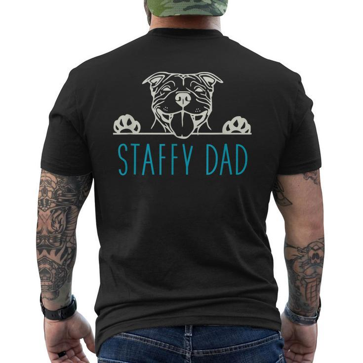 Staffy Dad With Staffordshire Bull Terrier Dog Men's T-shirt Back Print