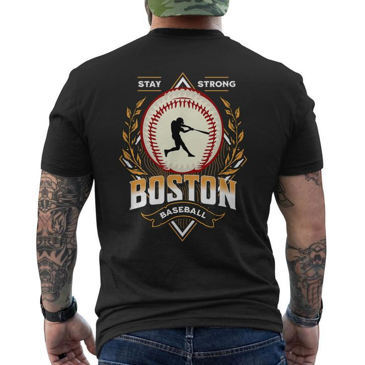 Stay Strong Boston Baseball Graphic Vintage Style Men's Back Print T-shirt