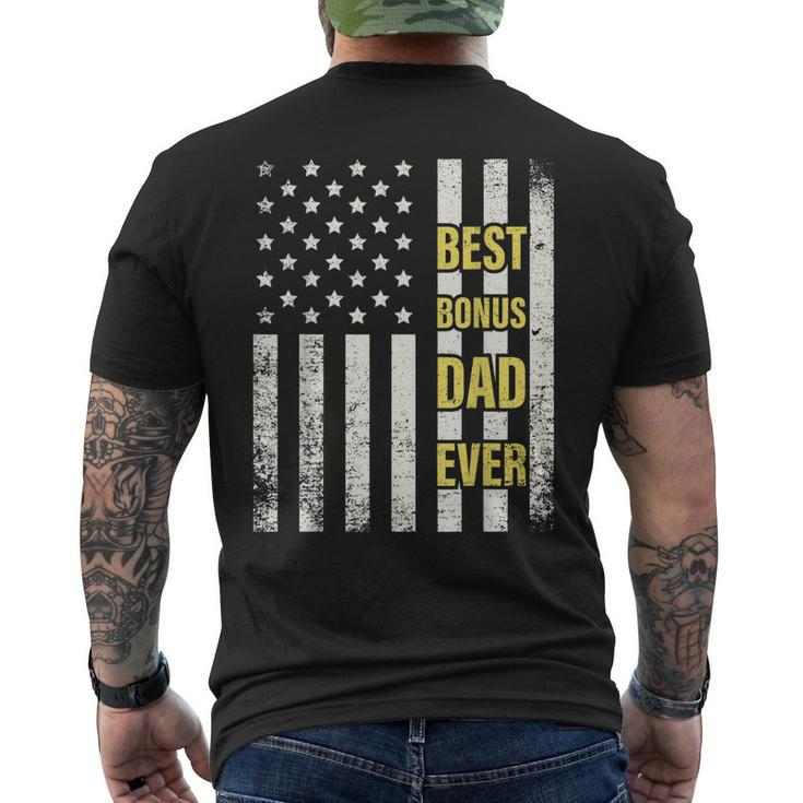 Step Dad For Best Bonus Dad Ever American Flag Fathers Men's Back Print T-shirt