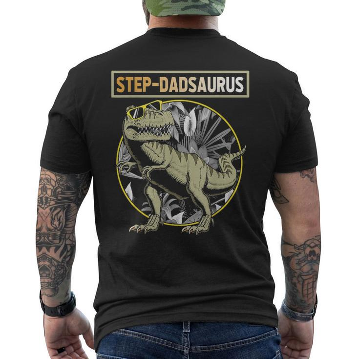 Step Dadsaurus Step Dad Dinosaur Fathers Day Men's T-shirt Back Print