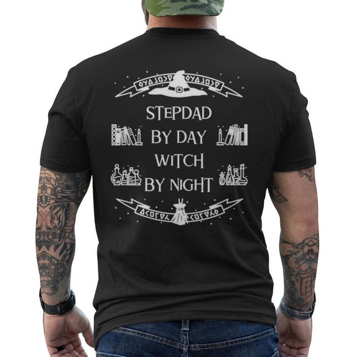Stepdad By Day Witch By Night Halloween Stepdad Men's Back Print T-shirt