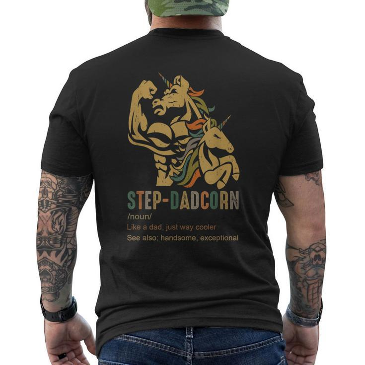 Stepdadcorn Step Dad Unicorn Cooler Fathers Day Mens Mens Back Print T-shirt