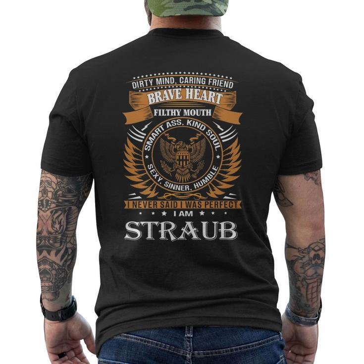 Straub Name Gift Straub Brave Heart Mens Back Print T-shirt