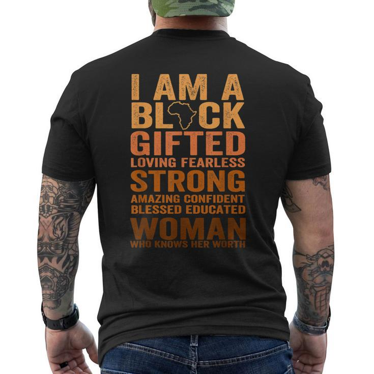 I Am Strong Black Woman Blessed Educated Black History Month Men's T-shirt Back Print