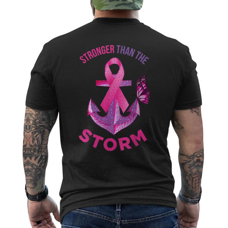 Stronger Than The Storm Fight Breast Cancer Ribbon Wear Pink Men's Back Print T-shirt