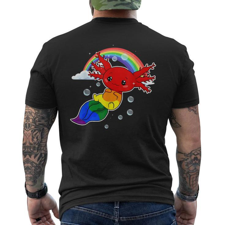 Subtle Gay Pride Flag Axolotl Lgbtq  Mens Back Print T-shirt