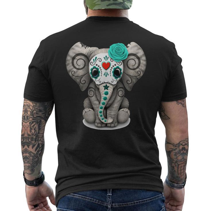 Sugar Skull Elephant T Shirt Day Of The Dead Halloween Shirt Men's Back Print T-shirt