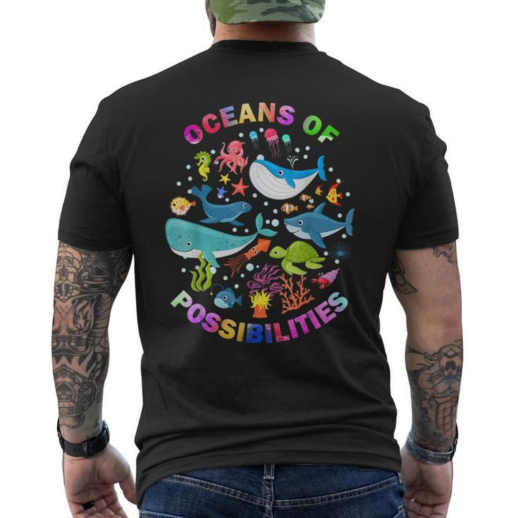 Summer Oceans Of Possibilities Sea Animal Reading Librarian Men's Back Print T-shirt