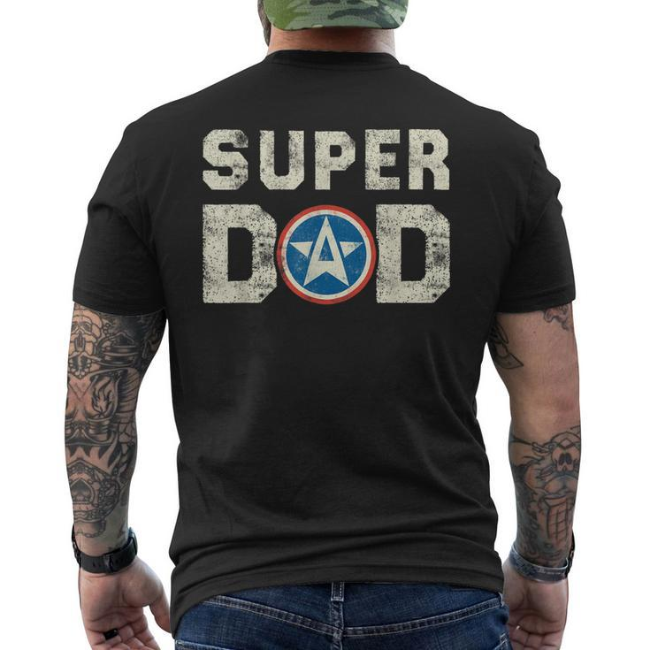 Super Dad Superhero Super Dad Father Hero Star Shield Gift For Mens Mens Back Print T-shirt