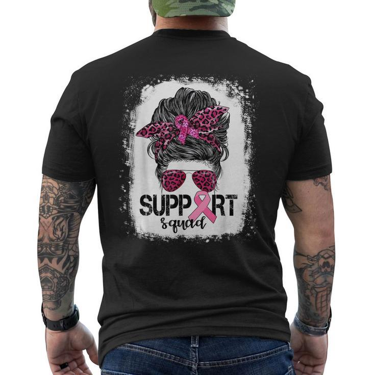 Support Squad Messy Bun Pink Warrior Breast Cancer Awareness V2 Men's Back Print T-shirt