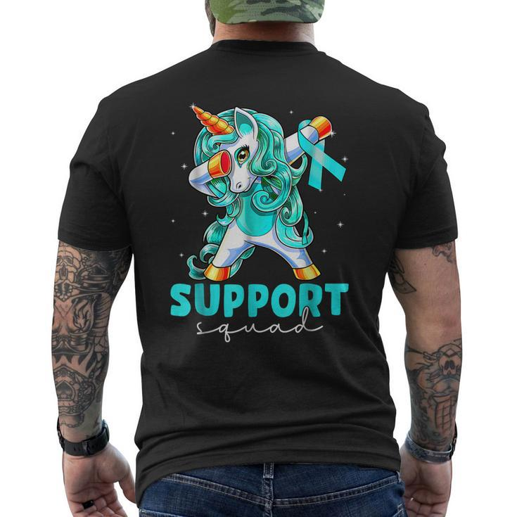 Support Squad Sexual Assault Awareness Teal Unicorn Men's Back Print T-shirt