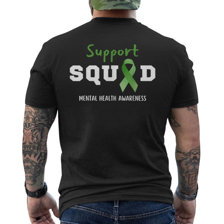 Support Squad Mental Health Awareness Green Ribbon Men's Back Print T-shirt