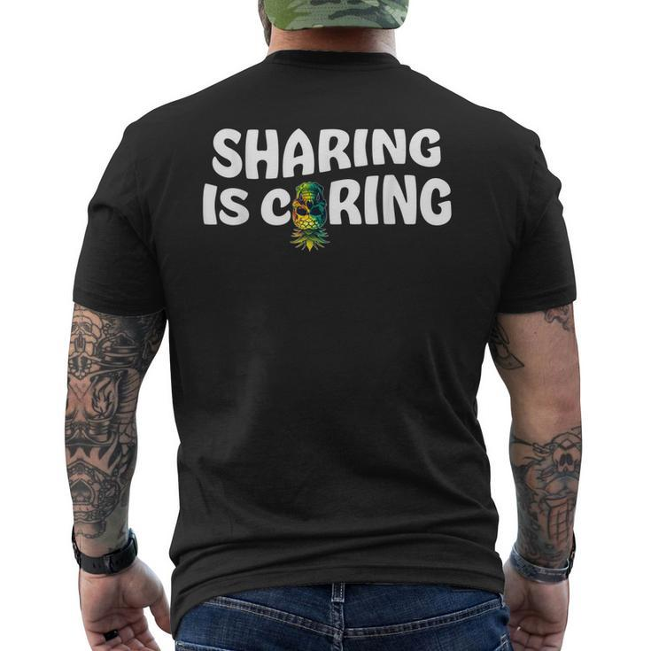 Swinging Swinger Upside Down Pineapple Sharing Is Caring Men's Back Print T-shirt