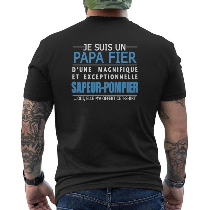T-Shirt Pompier Fier Papa Dune Sapeur-Pompier Men's Crewneck Short Sleeve Back Print T-shirt