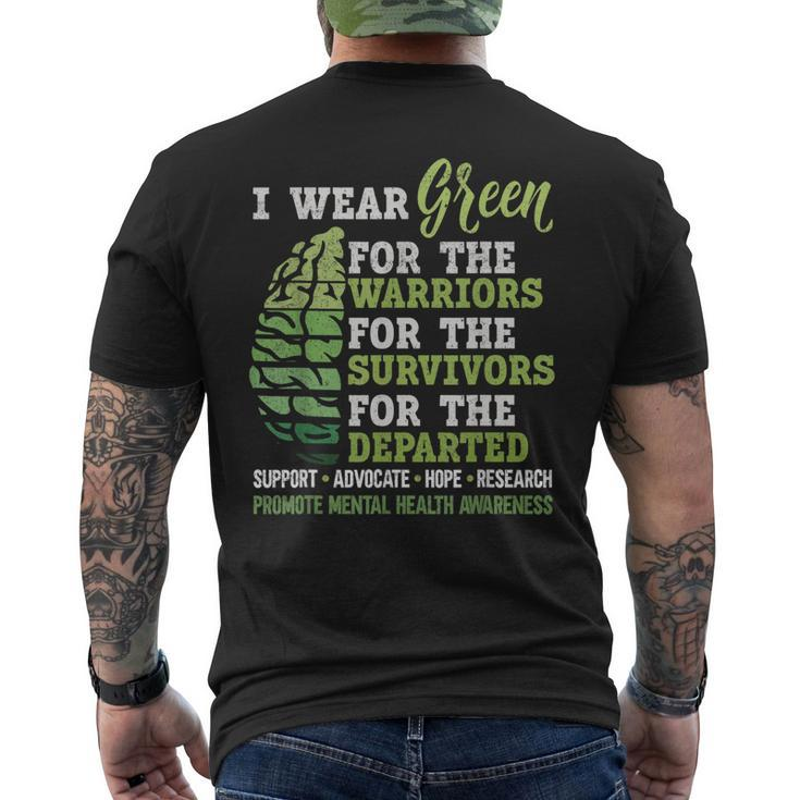 Mental Health Awareness Matters Support I Wear Green Warrior Men's Back Print T-shirt