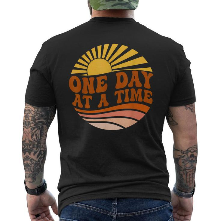 Mental Health Awareness One Day At A Time Retro Sunshine Men's Back Print T-shirt
