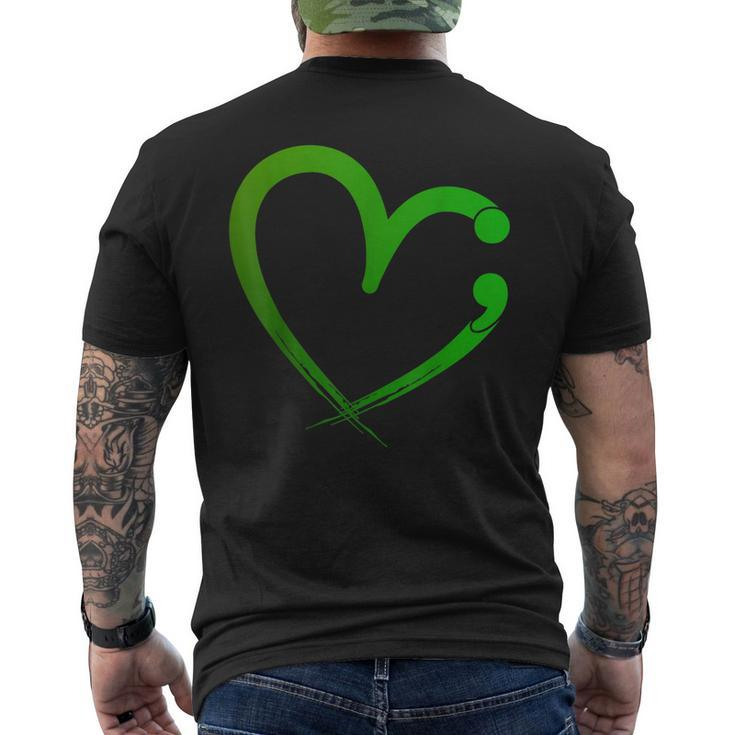 Mental Health Matters Semicolon Heart Awareness Month Men's Back Print T-shirt