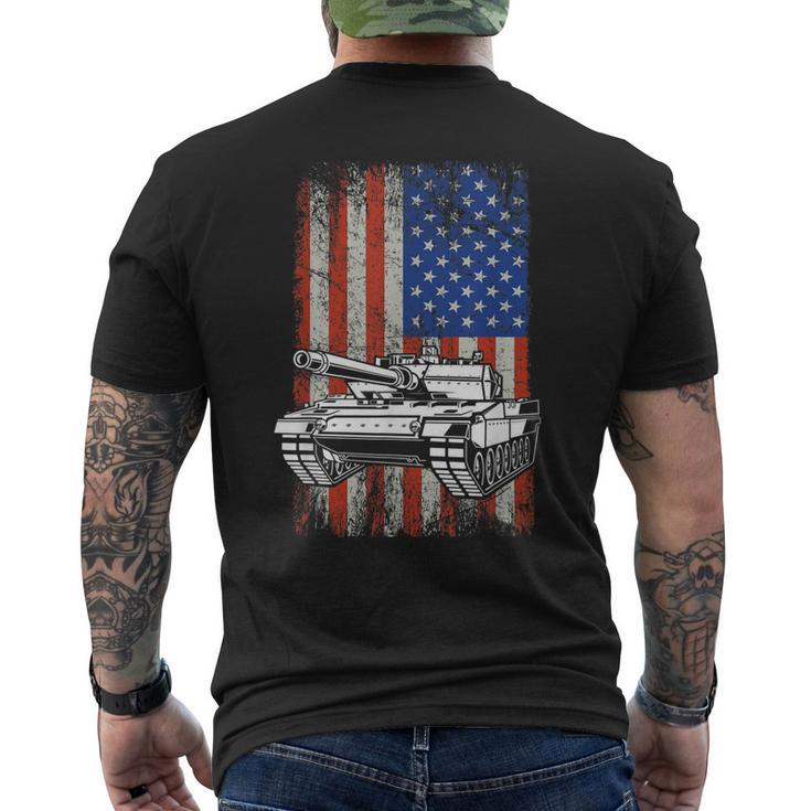 Tank American Flag Veteran Military Funny Gift Mens Back Print T-shirt
