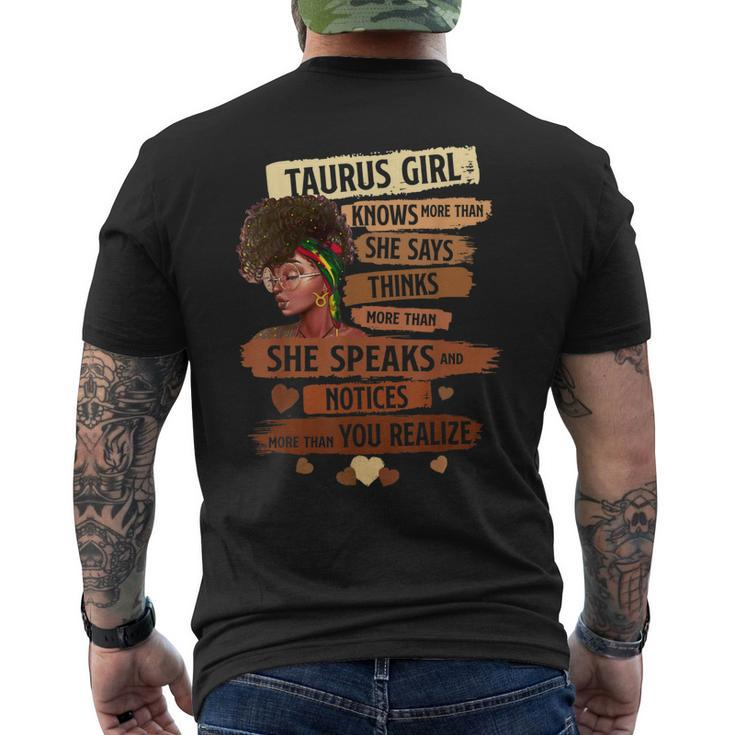 Taurus Girl Knows More Than She Says Birthday Girl Men's Back Print T-shirt