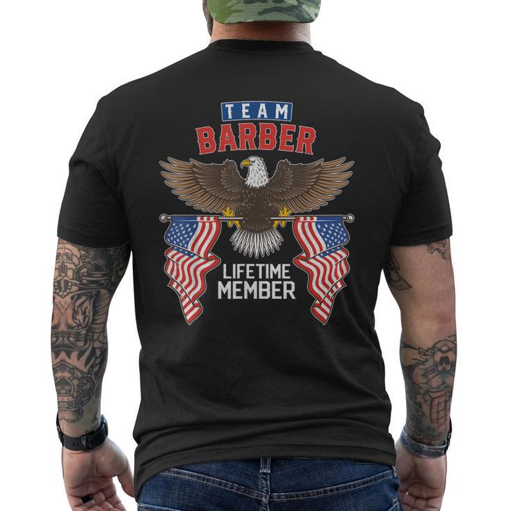 Team Barber Lifetime Member Us Flag Men's T-shirt Back Print