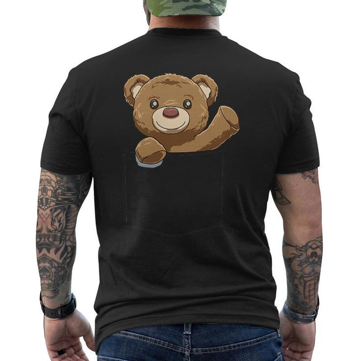 Teddy Bear Pocket Teddy Bear In Pocket Teddy Bear Peeking Men's Back Print T-shirt