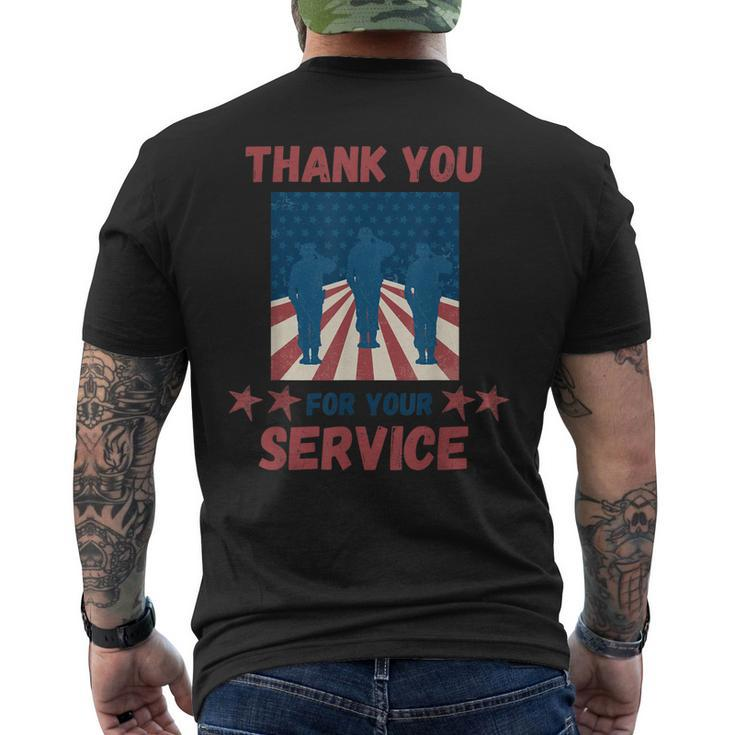 Thank You For Your Service Us Flag Veterans Day Men's T-shirt Back Print
