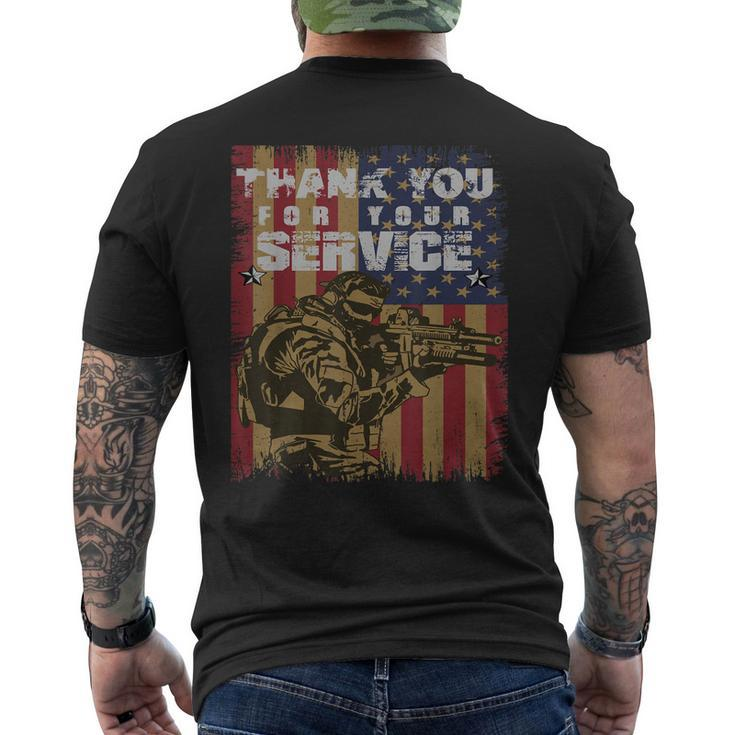 Thank You For Your Service Veteran Us Flag Veterans Day Men's T-shirt Back Print